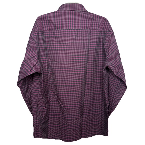 Bugatchi Uomo Mens XL Purple Black Plaid Classic Fit Long Sleeve Button Up Shirt - Picture 6 of 9